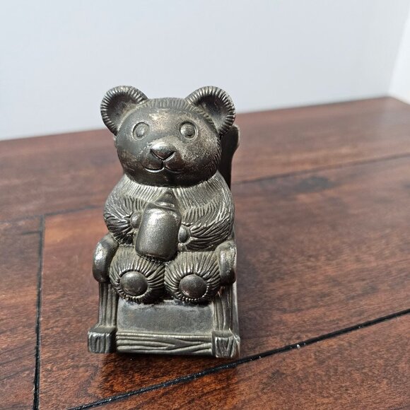 Elegance Silver Plated Bear Coin Bank Decorative Collectible - Picture 2 of 5